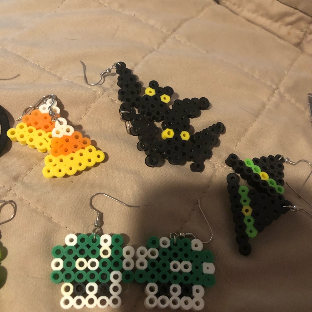 Handmade earrings Halloween and one up mushroom